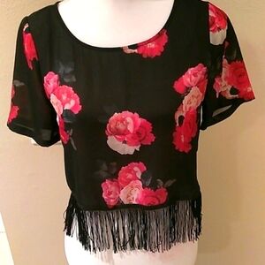 H&M Floral Blouse with fringe, floral shirt